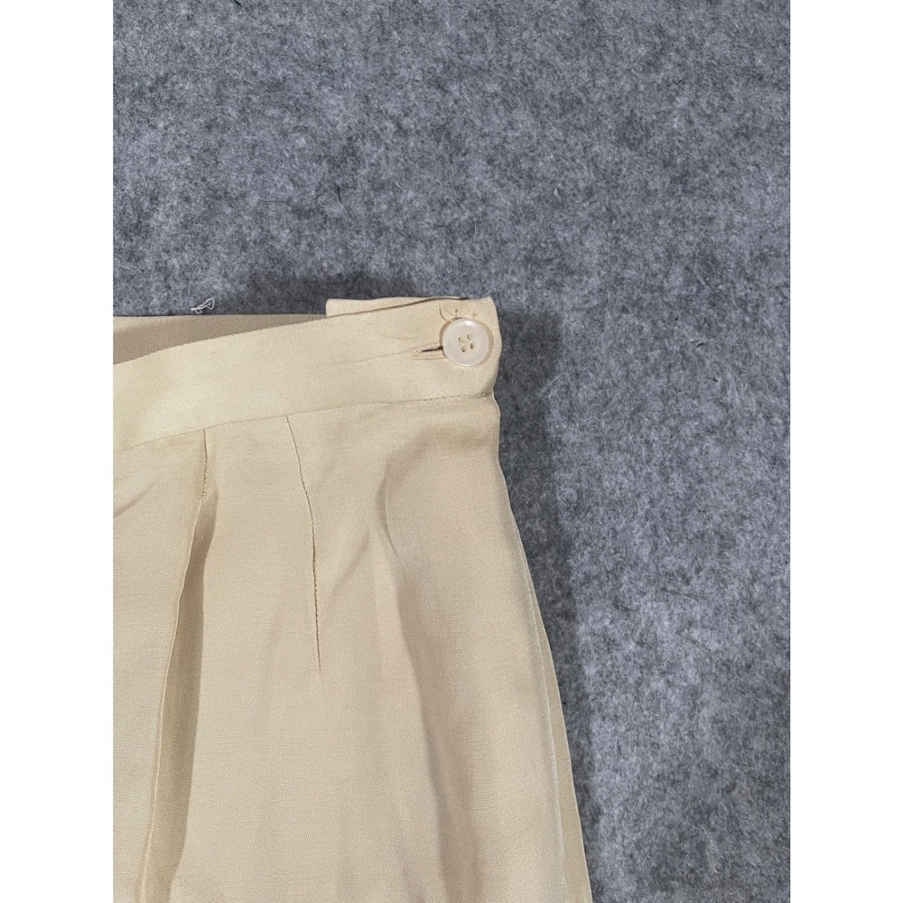 Josephine Chaus Silk Wool Blend Trousers Cream Pleated High Rise Pants Womens 14 - Picture 2 of 7